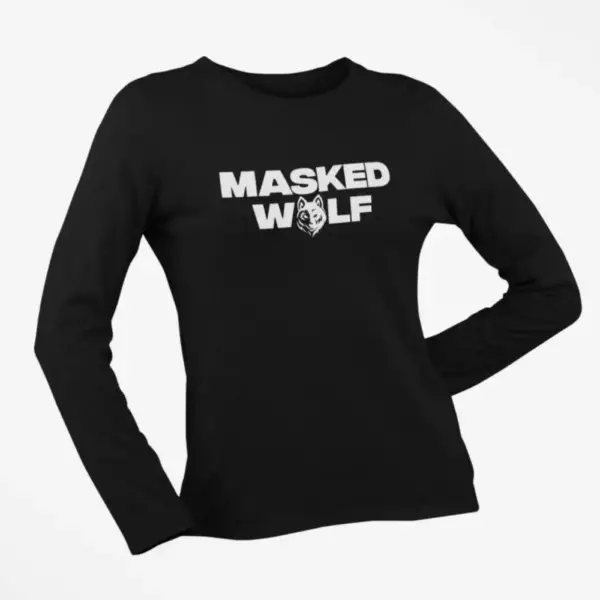 Masked Wolf Long Sleeve T-Shirt, Masked Wolf Logo Black Long Sleeve, Hip Hop Merchandise