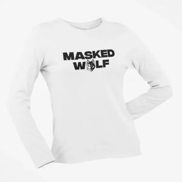 Masked Wolf Long Sleeve T-Shirt, Masked Wolf Logo White Long Sleeve, Hip Hop Merchandise