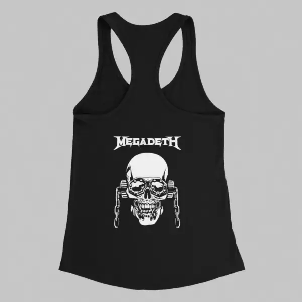 Megadeth Tank Top, Megadeth Skull Logo Black Athlete - Image 2