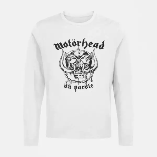 Motörhead Longsleeve T-Shirt, Motorhead On Parole White Long Sleeve, Heavy Metal Merchandise