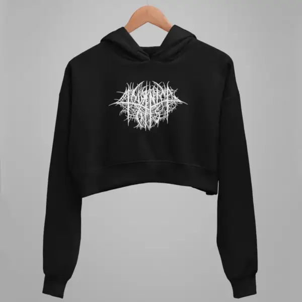Mourning Forest Crop Hoodie, Mourning Forest Logo Black Crop Sweatshirt