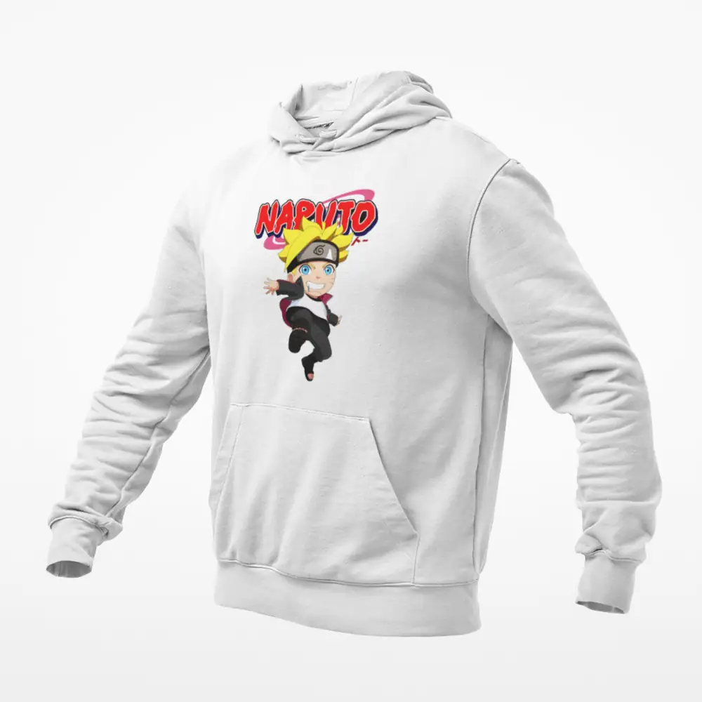 Chibi Boruto Uzumaki White Hoodie