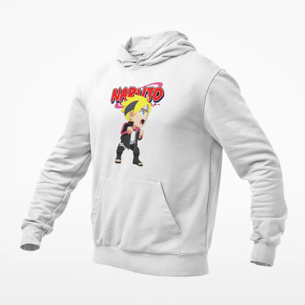 Chibi Boruto Uzumaki White Hoodie