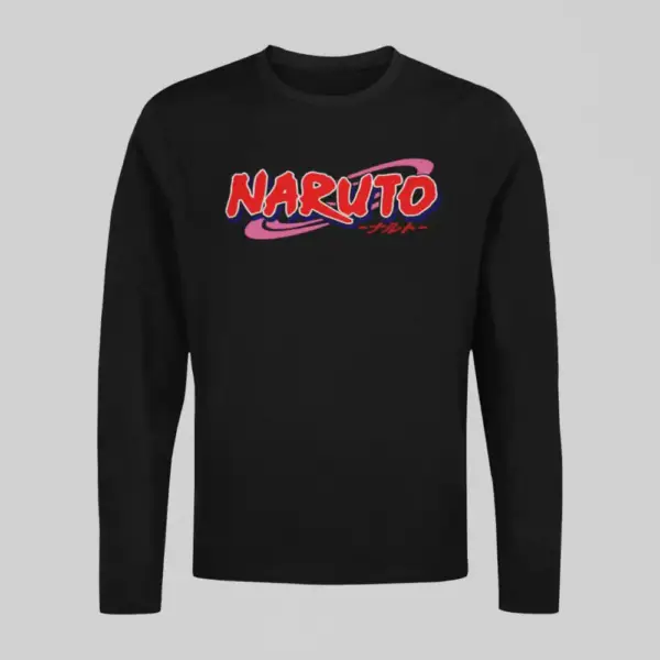 Naruto Longsleeve T-Shirt, Naruto Manga Logo Black Long Sleeve