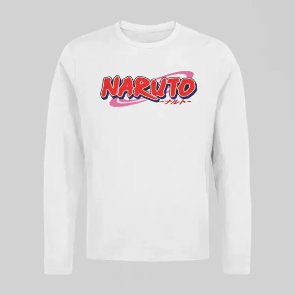 Naruto Longsleeve T-Shirt, Naruto Manga Logo White Long Sleeve
