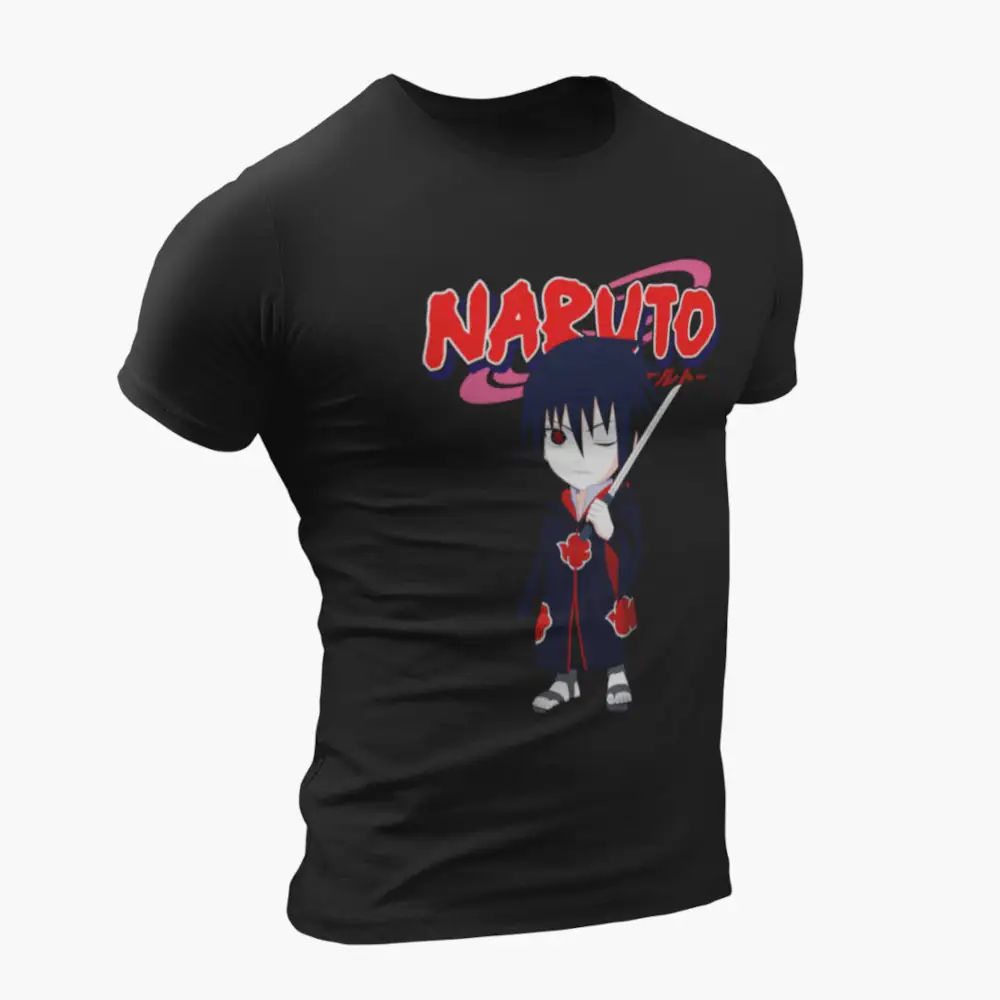 Chibi Akatsuki Sasuke Black T-Shirt