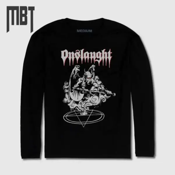 Onslaught Long Sleeve T-Shirt, Onslaught Power From Hell Cover Long Sleeve Tee-Shirt