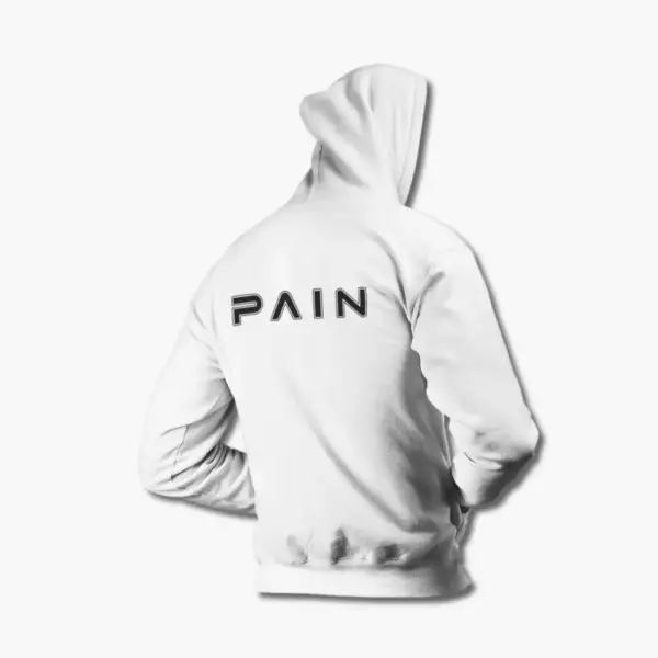 Pain Hoodie, Pain Logo White Sweatshirt - Image 2