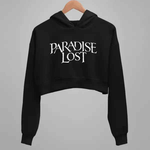 Paradise Lost Crop Hoodie, Paradise Lost Logo Black Crop Hoodie