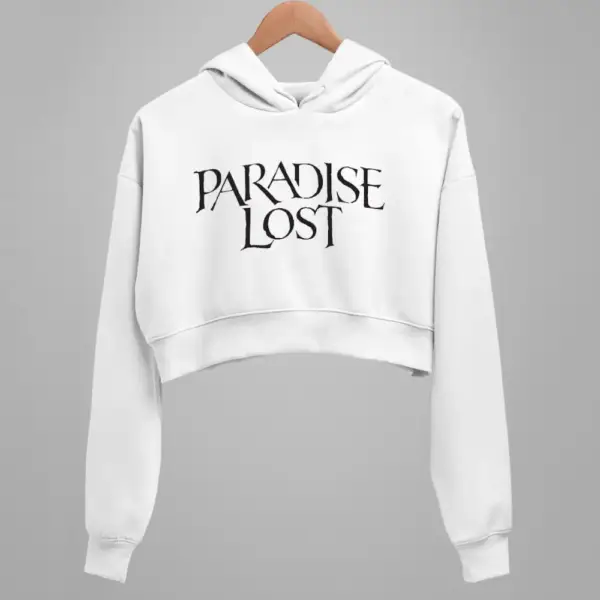 Paradise Lost Crop Hoodie, Paradise Lost Logo White Crop Hoodie