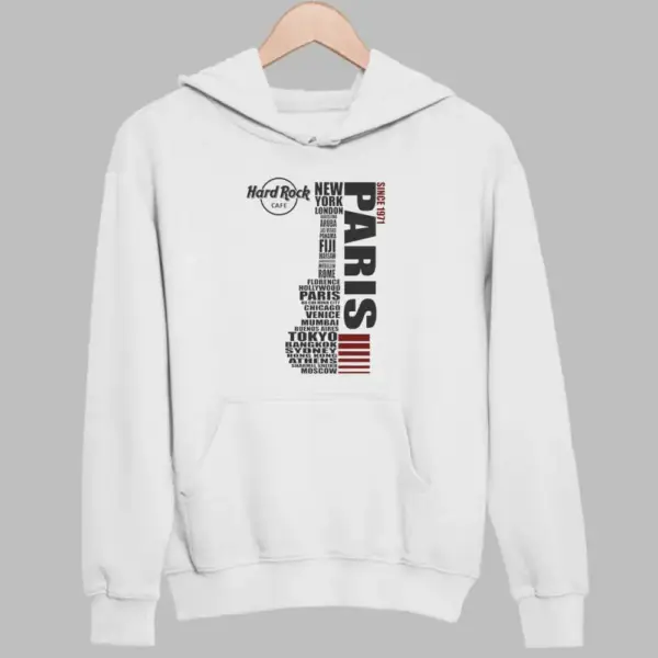 Paris Hoodie, Hard Rock Cafe Paris White Sweatshirt