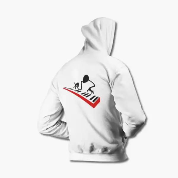 Piano Hoodie, Piano Artwork White Sweatshirt - Image 2