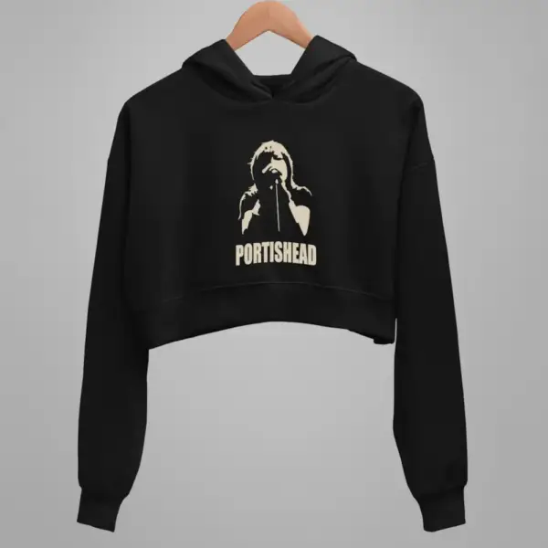 Portishead Crop Hoodie, Portishead Artwork Black Crop Hoodie