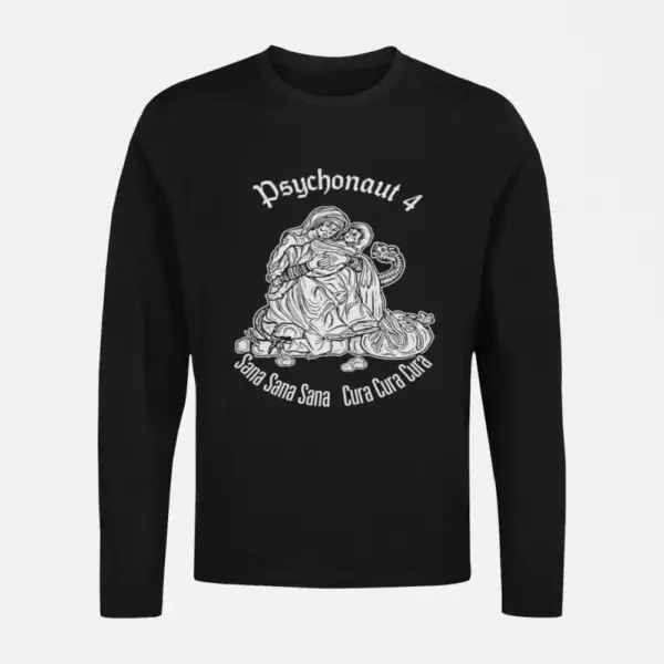 Psychonaut 4 Longsleeve T-Shirt, Psychonaut 4 Sana Sana Sana Cura Cura Cura Black Long Sleeve