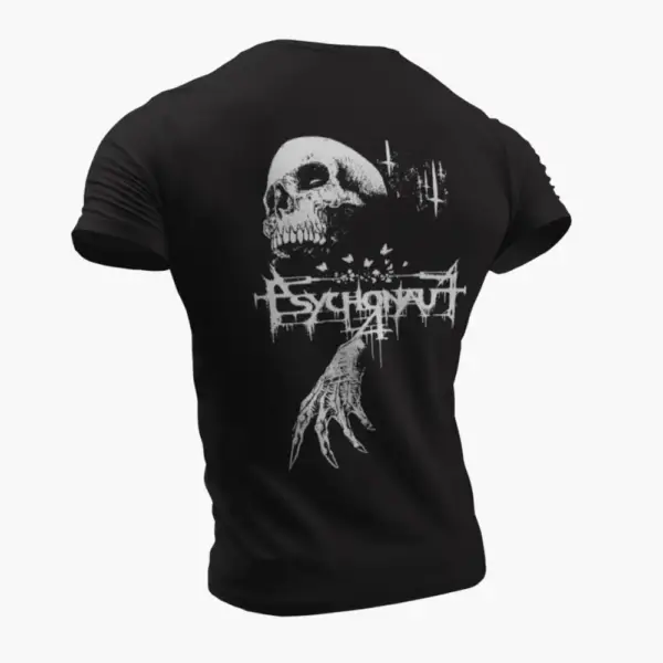 Psychonaut 4 T-Shirt, Psychonaut 4 Logo Skull Artwork Black T-Shirt, Black Metal Merchandise - Image 2