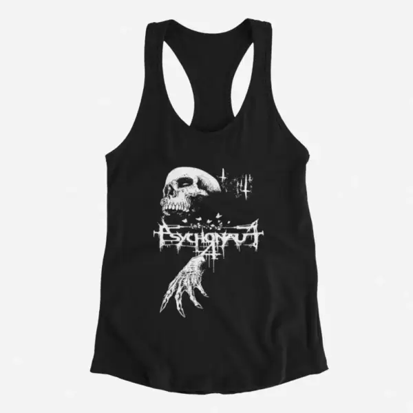 Psychonaut 4 Tank Top, Psychonaut 4 Logo Skull Artwork Black Tank Top, Black Metal Merchandise