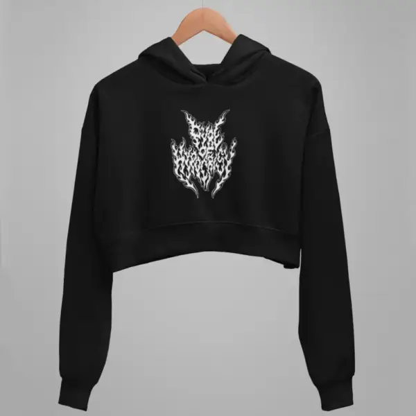 Pyre of Hypocrisy Crop Hoodie, Pyre of Hypocrisy Logo Black Crop Sweatshirt