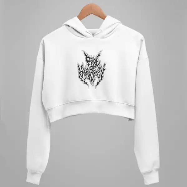 Pyre of Hypocrisy Crop Hoodie, Pyre of Hypocrisy Logo White Crop Sweatshirt