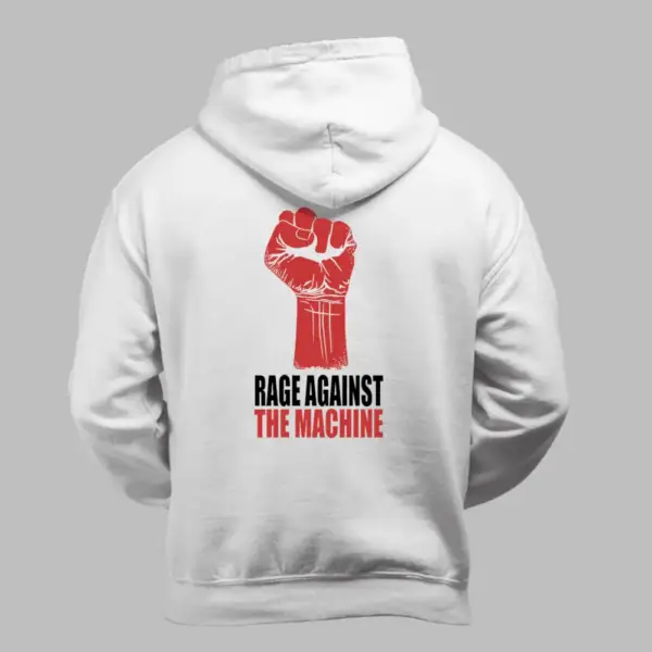 Rage Against The Machine Hoodie, Rage Against The Machine Artwork White Hoodie - Image 2