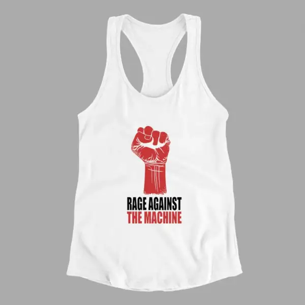 Rage Against The Machine Tank Top, Rage Against The Machine Artwork White Tank Top