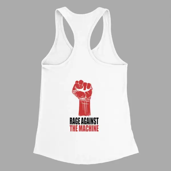 Rage Against The Machine Tank Top, Rage Against The Machine Artwork White Tank Top - Image 2