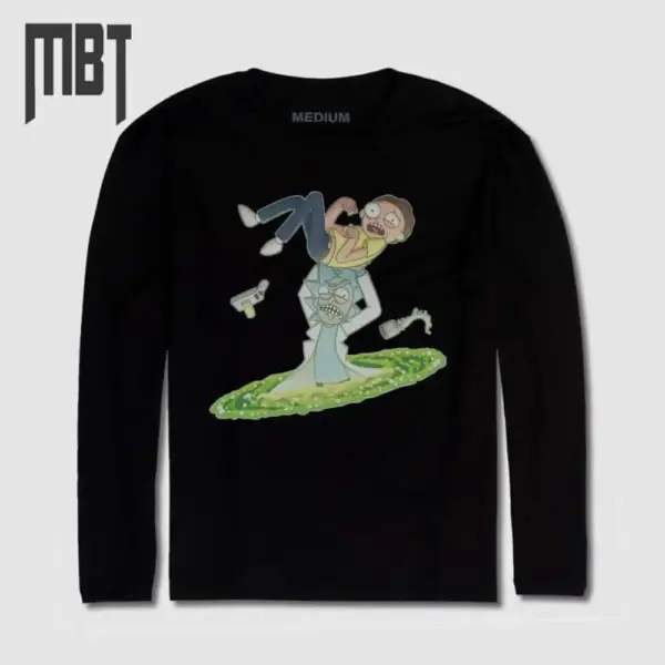 Rick And Morty Long Sleeve T-Shirt, Rick And Morty Cartoon Artwork Long Sleeve Tee-Shirt #12