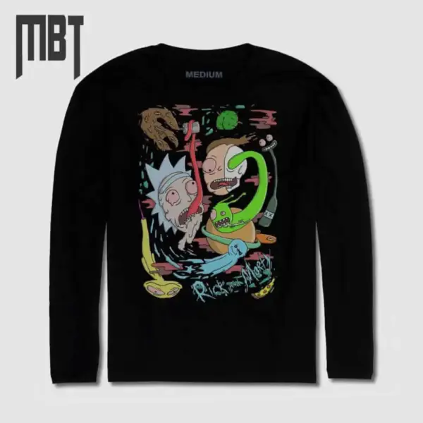 Rick And Morty Long Sleeve T-Shirt, Rick And Morty Cartoon Artwork Long Sleeve Tee-Shirt #6