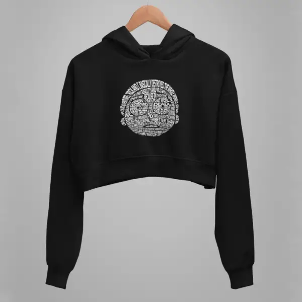 Rick and Morty Crop Hoodie, Rick and Morty Artwork Black Crop Sweatshirt