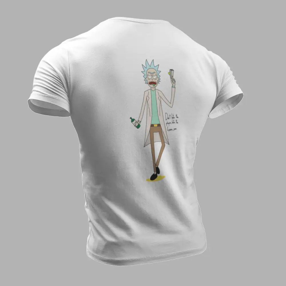 Rick and Morty T-Shirt, Dont Hate The Player Hate The Game White T-Shirt - Image 2