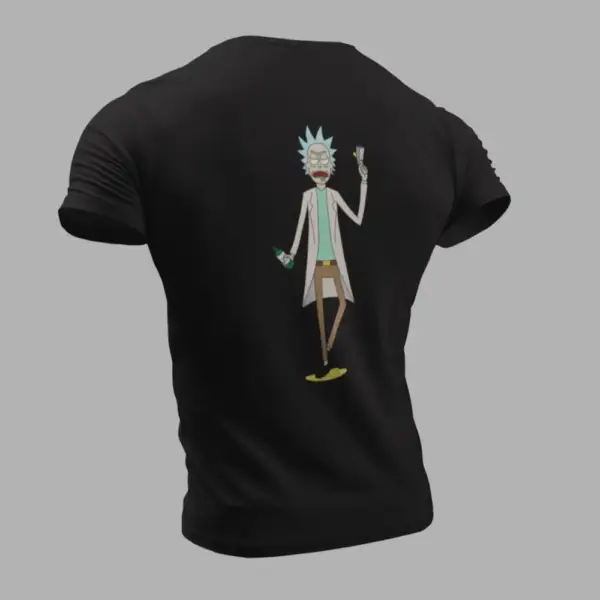 Rick and Morty T-Shirt, Rick and Morty Artwork Black T-Shirt - Image 2