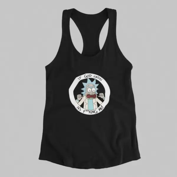 Rick and Morty Tank Top, If God Exists Black Tank Top