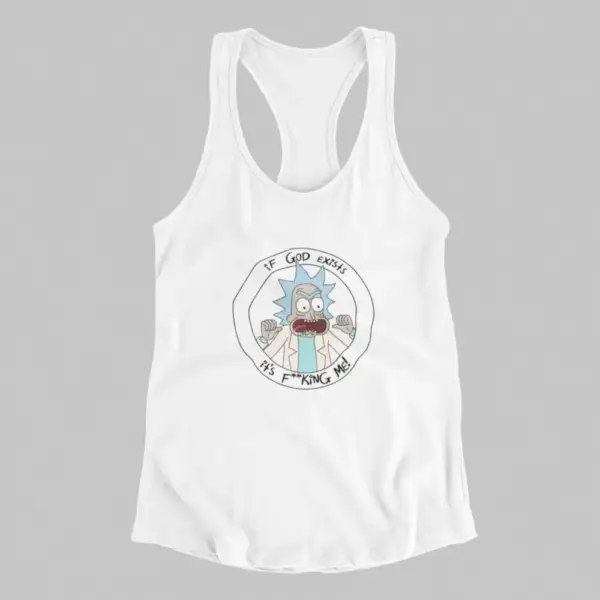 Rick and Morty Tank Top, If God Exists White Tank Top
