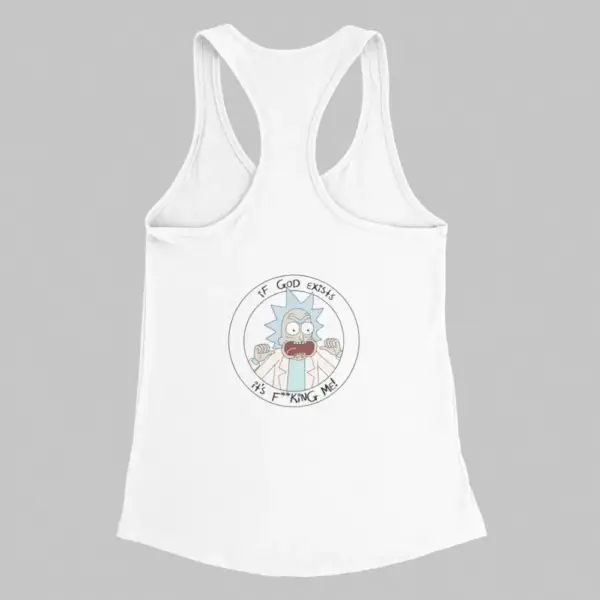 Rick and Morty Tank Top, If God Exists White Tank Top - Image 2