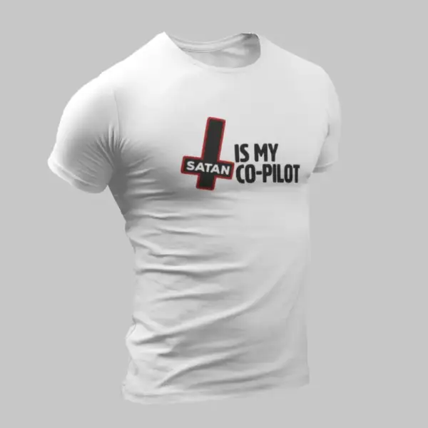 Satan T-Shirt, Satan Is My Co-Pilot White T-Shirt