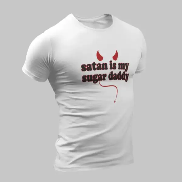 Satan T-Shirt, Satan Is My Sugar Daddy White T-Shirt