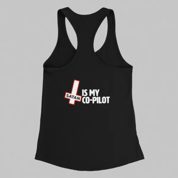 Satan Tank Top, Satan Is My Co-Pilot Black Athlete - Image 2