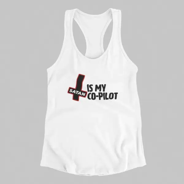 Satan Tank Top, Satan Is My Co-Pilot White Athlete