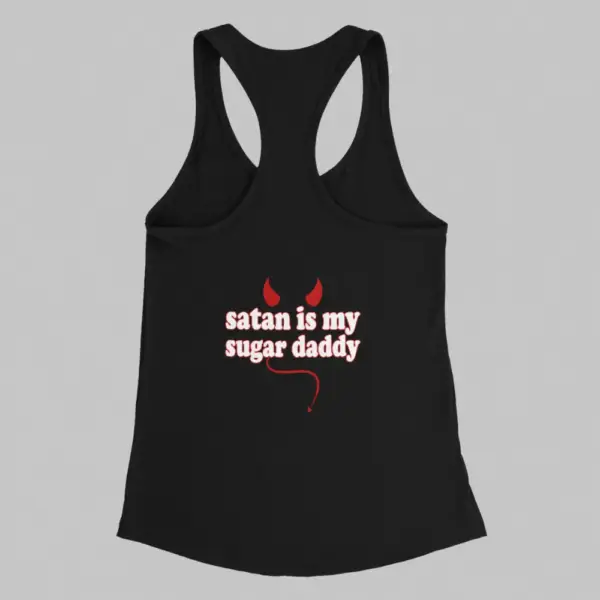 Satan Tank Top, Satan Is My Sugar Daddy Black Athlete - Image 2