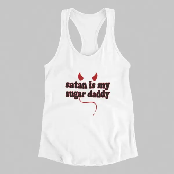 Satan Tank Top, Satan Is My Sugar Daddy White Athlete