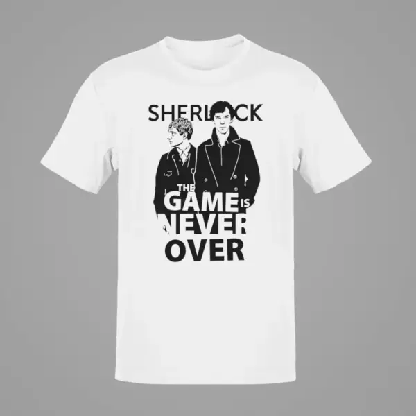 Sherlock T-Shirt, Sherlock The Game Is Never Over White T-Shirt