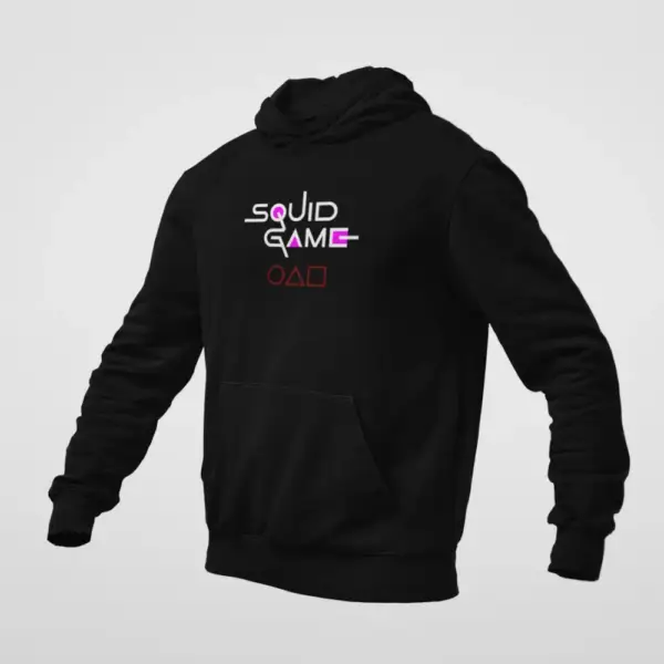 Squid Game Hoodie, Squid Game Logo with Symbols Black Hoodie