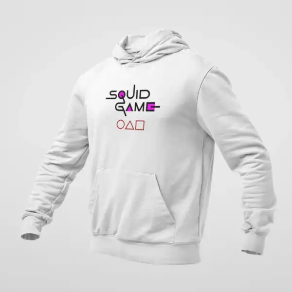 Squid Game Hoodie, Squid Game Logo with Symbols White Hoodie