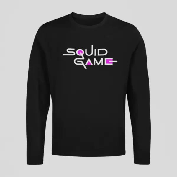 Squid Game Longsleeve T-Shirt, Squid Game Logo Black Long Sleeve