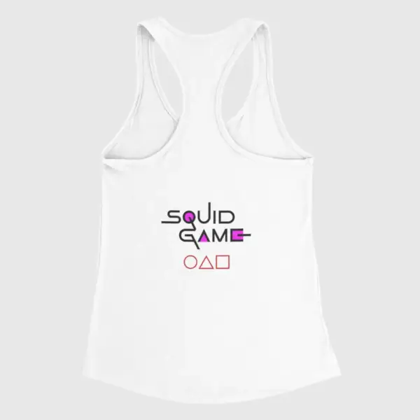 Squid Game Tank Top, Squid Game Logo with Symbols White Tank Top Shirt - Image 2