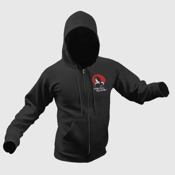 Squid Game Zip Hoodie, Squid Game 067 Jung Ho-yeon Black Zipper Hoodie - Image 2