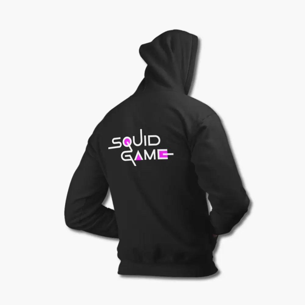 Squid Game Zip Hoodie, Squid Game Logo Black Zipper Hoodie
