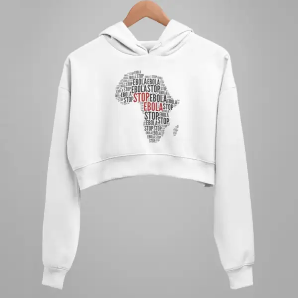 Stop Ebola Crop Hoodie, Stop Ebola White Crop Sweatshirt