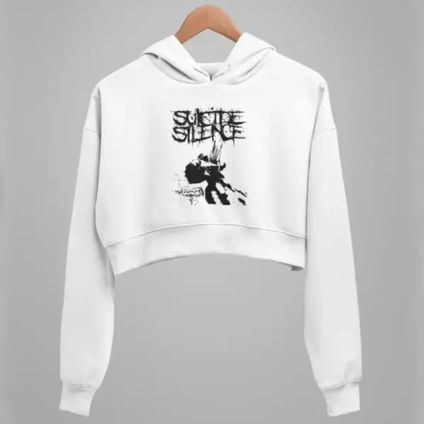 Suicide Silence Crop Hoodie, Suicide Silence The Cleansing White Crop Sweatshirt