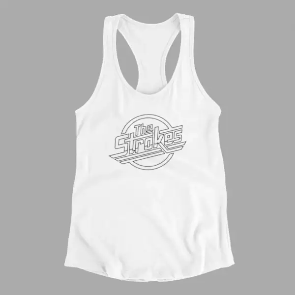 The Strokes Tank Top, The Strokes Logo White Athlete