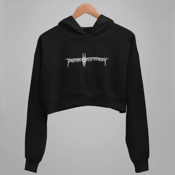 Torture of Hypocrisy Crop Hoodie, Torture of Hypocrisy Logo Black Crop Sweatshirt
